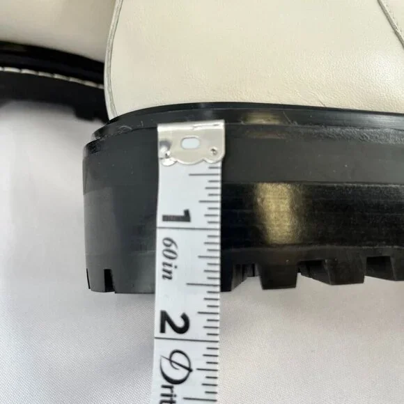 Tory Burch Women's Size 9 Benton Boot Vachetta Calf Heavy Boots In Ivory/Black - Picture 14 of 15